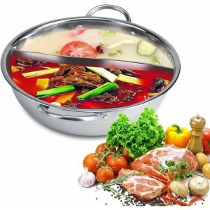 Fondue Chinoise Hot Pot Deux Saveurs en Acier Inoxydable Compatible Induction et Gaz 31cm YYV