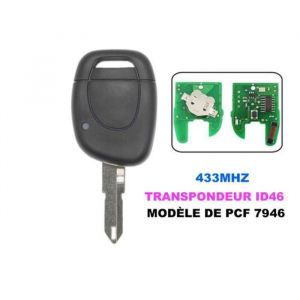 Clé vierge 1 boutons ID46 pour RENAULT Clio 2 phase 2 Clio campus Twingo Kangoo à programmer