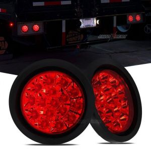 2x 24V étanche camion remorque rond feu arrière frein rouge led feu arrière pour Jeep pickup camion bateau tracteur