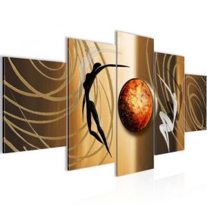 Runa art Tableau D&eacute;coration Murale Figurines Art Abstrait 200x100 cm - 5 Panneaux Deco Toile Pr&ecirc;t &agrave; Accrocher 300651a