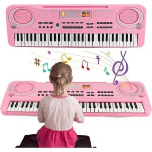 Piano Orgue &Eacute;lectronique Avec Microphone Clavier Musical Portable Pour Enfants 61 Touches Rythme programm&eacute;s Cadeau Filles