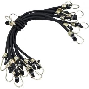 Tendeur Elastique avec Crochet 10 Pcs 25cm Sangles de Rangement Robustes Universels  Tendeurs Sandow pour Vélos Et Tentes Noir