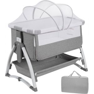 Lit Cododo B&eacute;b&eacute; Lit B&eacute;b&eacute; Avec Matelas et Moustiquaire Mode Balancelle et Inclinaison 7 Hauteur R&eacute;glable Pour 0-6 Mois