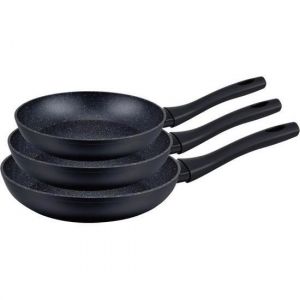 Royal Swiss - Set de 3 poêles Royal Swiss revêtement -  20 cm 25 cm et 30 cm Noir noir