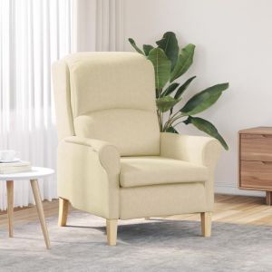 JUIN* Chaise relaxante/Fauteuil adulte/zone de loisir - Moderne Crème 100 % polyester Tissu et Bois Moyen Fauteuil Crème F235515