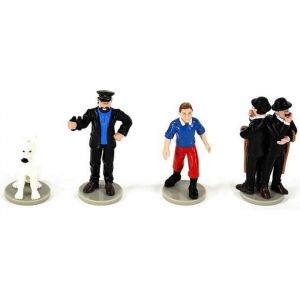 Set de 4 figurines de collection Tintin Milou Haddock et les Duponts