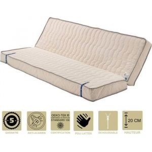 Literie -Matelas Trs Ferme Pour Clic Clac 140x200 cm epaisseur 20 cm - Dim Assise 70 cm - 7 zones de Confort - Dhoussable Housse