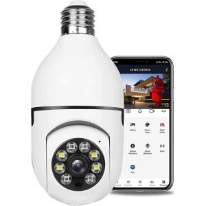 Cam&eacute;ra Ampoule Ext&eacute;rieure1080P 360 Degr&eacute;s D&ocirc;me Surveillance Cam&eacute;ras Intelligentes Prise Lumi&egrave;re Cam&eacute;ra S&eacute;curit&eacute; Prise en Cha[O1910]