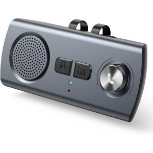 Kit Main Libre Voiture Bluetooth 5.3 GPS Haut-Parleur Micro Musique Assistant Siri&Google Auto Reconnexion 800mAh Slot Carte TF