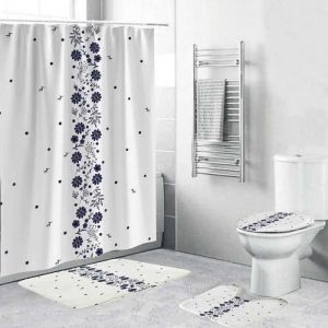 Rideau de Douche - COSYHOMES - Petite Fleur - Imperméable - 180 x 180 cm - Lot de 4 pièces