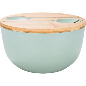 Saladier en fibre de bambou avec ensemble de couverts - Grands bols &agrave; m&eacute;langer de 98 pouces