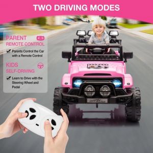 LUNSY - 12 V Jeep Voiture Electrique pour enfant 3+ ans- Moteur 2 x 25 W - 99 x 66 x 66 cm - Rose
