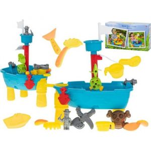 Table de bain d'eau bac à sable bateau pirate - IKONKA - 25 éléments - Bleu - Bébé - 3 ans et plus