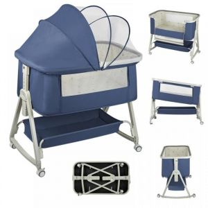 JEOBEST Lit B&eacute;b&eacute; 3 en 1 Lit B&eacute;b&eacute; Cododo et Berceau Hauteur R&eacute;glable Parois A&eacute;r&eacute;es C&ocirc;t&eacute; Amovible Roulettes Frein&eacute;es