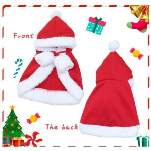 D&eacute;guisement de chien de no&euml;lcostume de No&euml;l pour chatcape avec bonnet r&eacute;glabled&eacute;coration de f&ecirc;te danimauxpour photographie