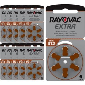 Piles Auditives Rayovac 312 - lot de 10 plaquettes  60 piles PR41