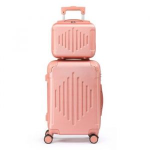 ALIGHTUP - Set de Valises - Lot de 2 Valises &agrave; roulettes - Rayures en diamant - Or rose