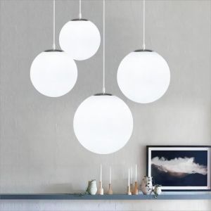WOTTES LED Moderne Lustre Suspension Lampe Verre en forme de boule Luminaire Suspension Boule Verre Vec Du Métal (25CM4PCS)