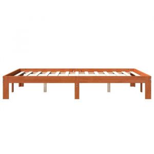 BURKE* Lit simple 120x190 cm Structure de lit classique sans matelas cire marron 120x190cm bois pin massif- LL7550