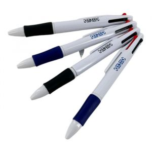 Stylo bille 4 couleurs - Lot de 4 stylos - Rétractable - Pointe fine - Bleu noir rouge et vert