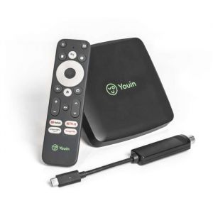 Android TV Box avec DVB-T tuner Youin You-Box T2 4K UHD Chromecast intégré et Hey Google HDMI USB Bluetooth 4.2 Ethernet 100