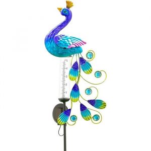 Pluviomètre Extérieur Éclairage Solaire De Pieu De Paon De Décor De Jardin Jauge De Pluie Imperméable Changeante De Couleur [402]
