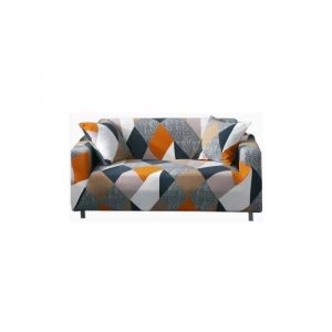 Housse de canapé - YYV - Housse canape 2 places avec accoudoirs - Gris - Extensible - Déhoussable - Synthétique