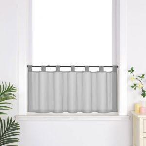 JOYSWAHL Demi-rideau Rideaux Brise-Bise &agrave; Passant sans Per&ccedil;age Passe Tringle en Polyester cuisine Transparent Uni Gris LxH 120x45