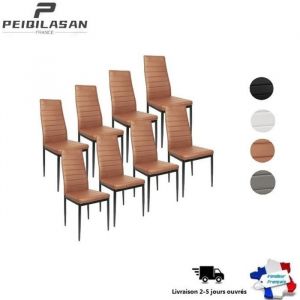 Lot de 8 chaises de salle à manger en similicuir PU Marron - PEILASAN