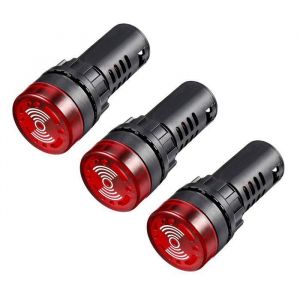 Signalisation de LED SOURCING MAP 3Pcs Témoin Lumineux AC/DC 12V alarme clignotant indicateur panneau buzzer LED Rouge