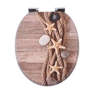 SINOBATH Abattant WC avec dispositif tampon matériau en bois qualité stable facile à installer (bois étoile de mer)