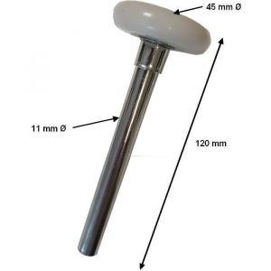 Roulette galet &Oslash;11 mm pour porte de garage sectionnelle &ndash; roue nylon &Oslash;46 mm &ndash; axe 90 mm