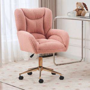 005 Chaise tournante r&eacute;glable en hauteur pour le bureau &agrave; lint&eacute;rieur avec jambes dor&eacute;es rose
