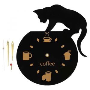 Horloge murale de cuisine - SURENHAP - Mod&egrave;le Caf&eacute; Chat - Silencieuse - Effet 3D - &Eacute;tanche
