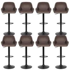 Lot de 8 Chaises de Bar Pivotantes et Réglables - Hauteur 86-106 cm - Marron - JYINONGT