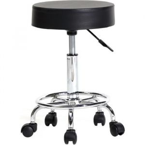 TabouretTabouret cosmétique roulette pour spa massage Hauteur réglable (33 x 33 x 50-645)cm Noir