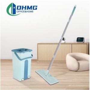 SEAU - PRESSE Seau Essoreur Balai Microfibre Rotatif 360&deg;  Balai serpill&egrave;re mop pour tout type de nettoyage avec rechargevert