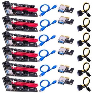 6PCS PCI-E Carte graphique Câble Riser Card USB VER009S Extender Câble adaptateur PCI-E 1X à 16X Câble dextension compatible