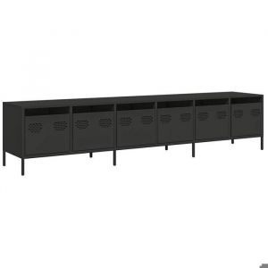 Console TV VENT-FLASH - Banc TV Meuble TV - noir 202x39x435 cm acier lamin&eacute; &agrave; froid - Meuble de Salon（22723）ZLH