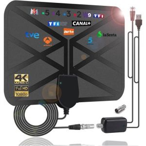 36DBI Antenne TV Int&eacute;rieur 200 km dautonomie Antenne TNT Puissante Int&eacute;rieure Signal Amplificateur Booster ANTENNE (HORS PARABOLE)