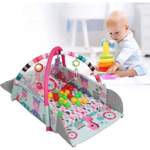 Tapis dEveil &eacute;volutif multifonction 5-en-1 Bright Starts - jouets musical 30 balles incluses - rose