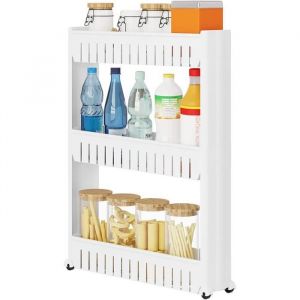 WOLTU Etagère de niche Chariot de stockage-cuisine Desserte de cuisine Etagère de rangement à roulettes3 étagesBlanc