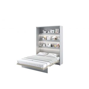 Lit escamotable 160 x 200 cm vertical avec LED ouverture pneumatique - gris mat - SMART