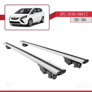Compatible avec Opel Zafira Family B 2011-2014 HOOK Model Barres de Toit Railing Porte-Bagages de Voiture Gris Aluminium 2 Barres