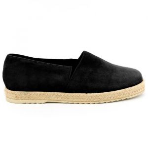 Espadrilles femme en daim et cuir noir - Made in France - Taille 38