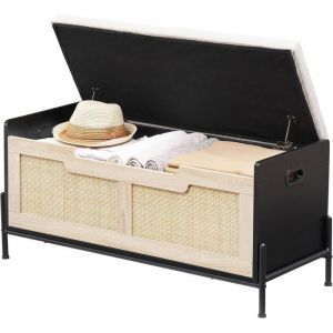 Banc - Canapé Pouf Coffre de Rangement et Repose Pied  - Noir - 96 x 40 x 47 cm