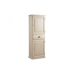 Bonnetière en épicéa - Bois massif - 2 portes et un tiroir - Beige - H: 185cm - L: 50cm