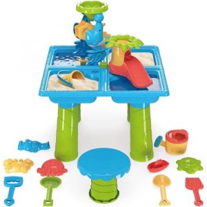 Table Sable Eau avec Moules de Plage et Chaises Table Jeux deau Exterieur pour Enfants pour Tout-Petits de 3 &agrave; 6+ Ans