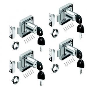 4 pcs Serrure de Tiroir de Bureau Serrure de Meuble à Cylindre Utilisation pour Fermer des Placards Tiroir Armoire ect
