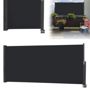 LILIIN Auvent Lat&eacute;ral Store Lat&eacute;ral extensible Brise-Vue R&eacute;tractable avec poign&eacute;e pour Terrasse Balcon 120x300cm Anthracite